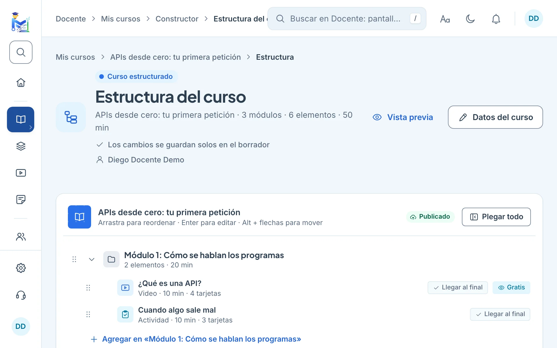 Constructor de cursos