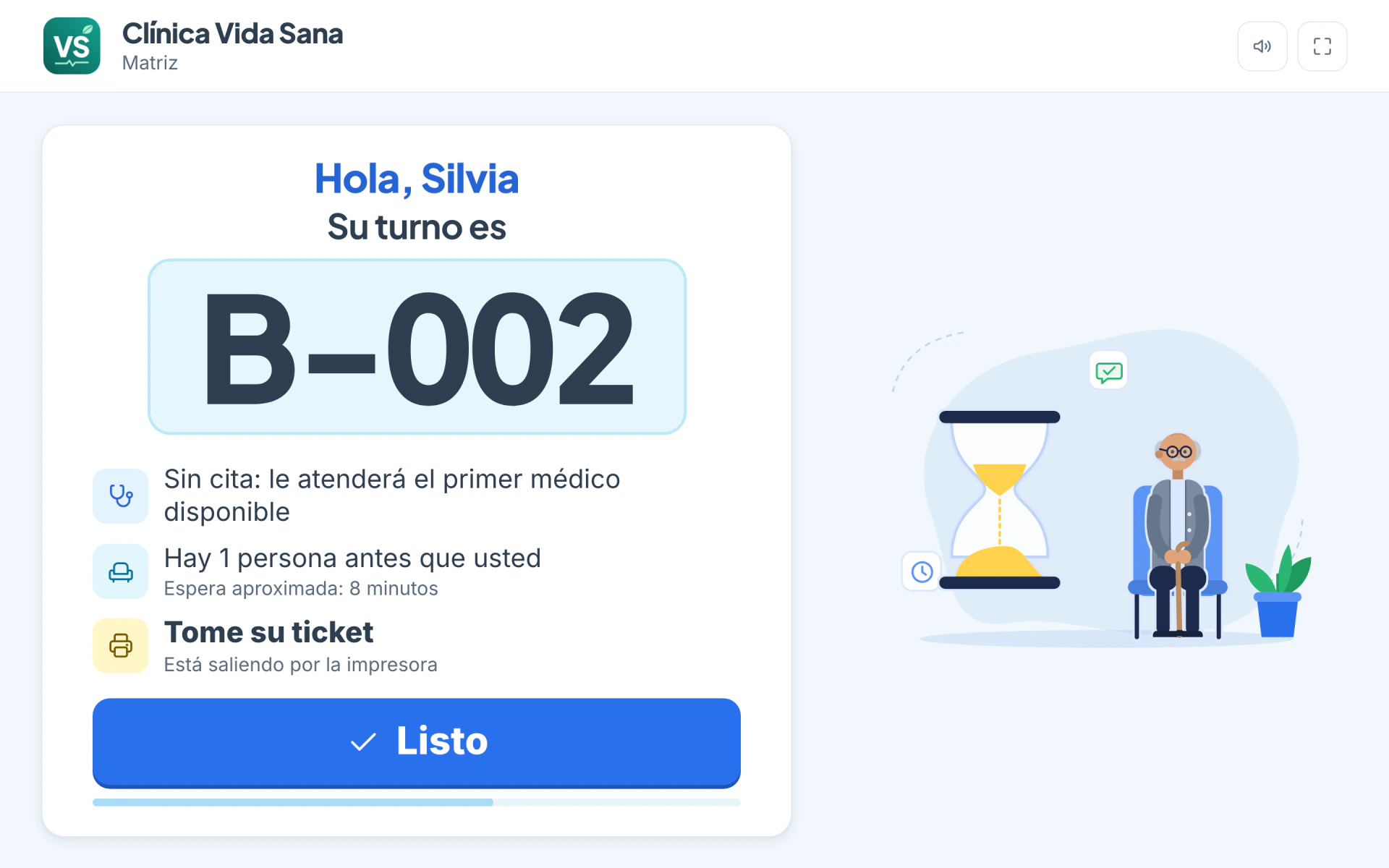 Turnero: su turno: pantalla del perfil paciente