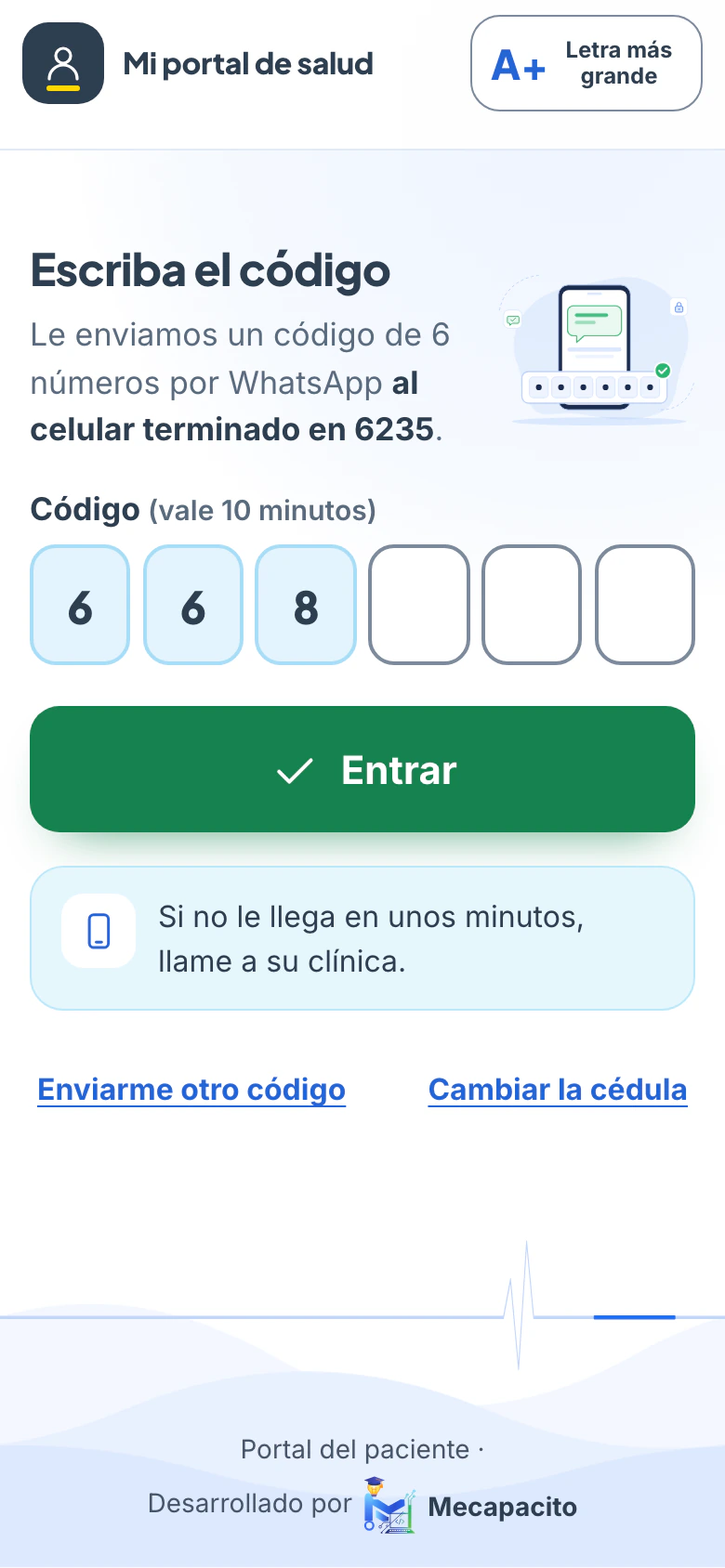 Portal: ingreso con código